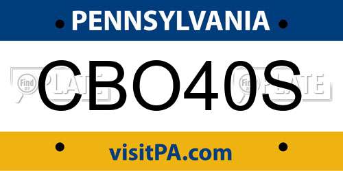 CBO40S Pennsylvania License Plate