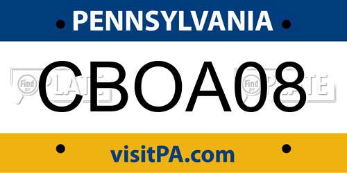 CBOA08 Pennsylvania License Plate