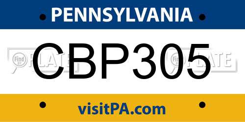 CBP305 Pennsylvania License Plate