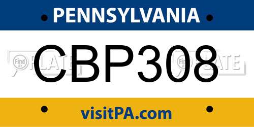 CBP308 Pennsylvania License Plate
