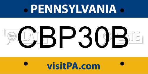 CBP30B Pennsylvania License Plate