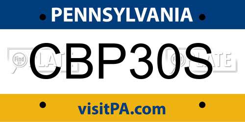 CBP30S Pennsylvania License Plate