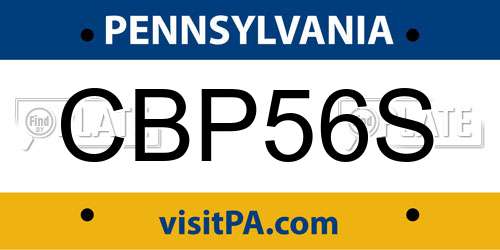 CBP56S Pennsylvania License Plate