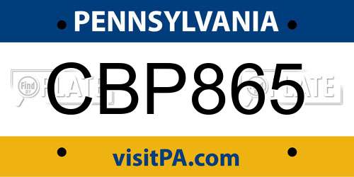 CBP865 Pennsylvania License Plate