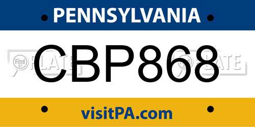 CBP868 Pennsylvania License Plate
