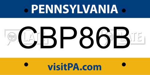 CBP86B Pennsylvania License Plate