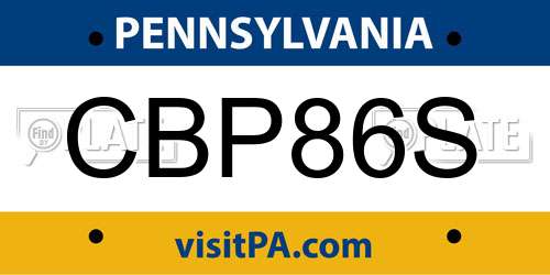 CBP86S Pennsylvania License Plate