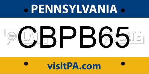 CBPB65 Pennsylvania License Plate