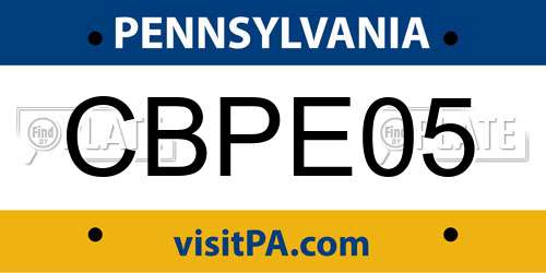 CBPE05 Pennsylvania License Plate