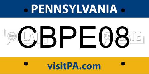 CBPE08 Pennsylvania License Plate