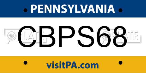 CBPS68 Pennsylvania License Plate
