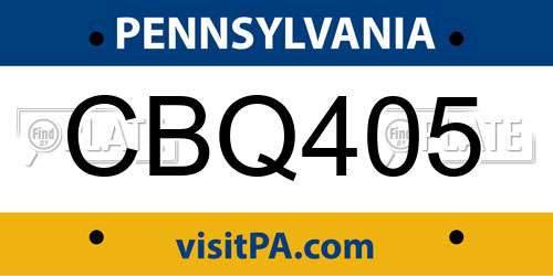 CBQ405 Pennsylvania License Plate