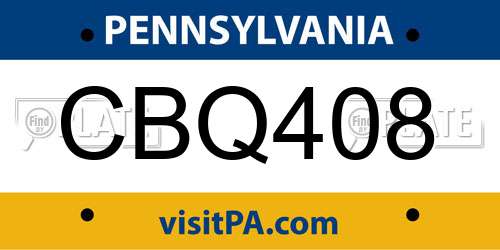 CBQ408 Pennsylvania License Plate