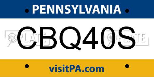 CBQ40S Pennsylvania License Plate