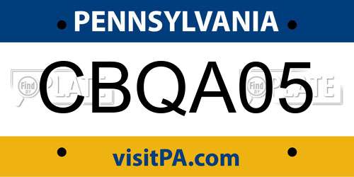 CBQA05 Pennsylvania License Plate