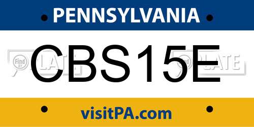 CBS15E Pennsylvania License Plate