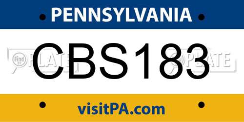 CBS183 Pennsylvania License Plate