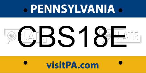CBS18E Pennsylvania License Plate