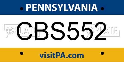 CBS552 Pennsylvania License Plate
