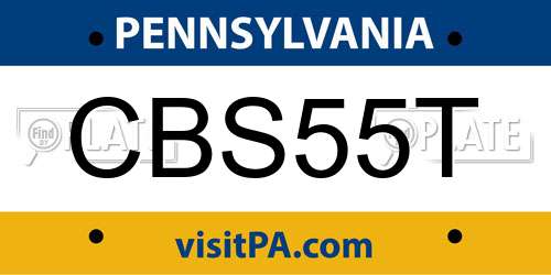 CBS55T Pennsylvania License Plate