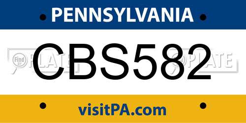 CBS582 Pennsylvania License Plate