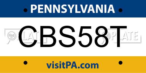 CBS58T Pennsylvania License Plate