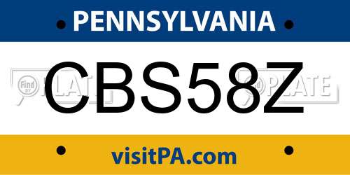CBS58Z Pennsylvania License Plate