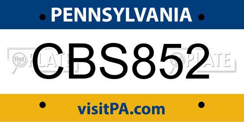 CBS852 Pennsylvania License Plate