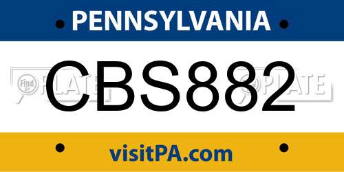 CBS882 Pennsylvania License Plate