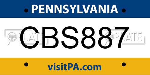 CBS887 Pennsylvania License Plate
