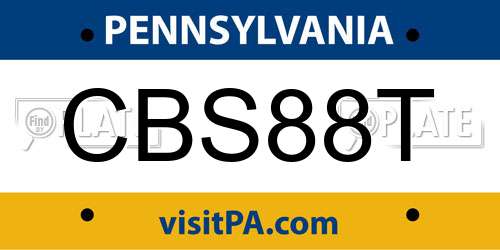 CBS88T Pennsylvania License Plate
