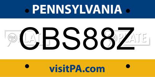 CBS88Z Pennsylvania License Plate