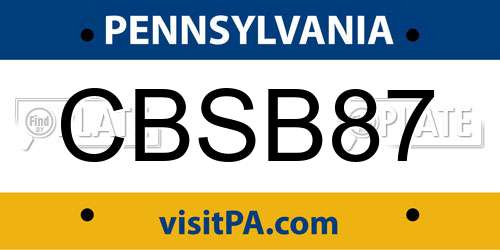 CBSB87 Pennsylvania License Plate