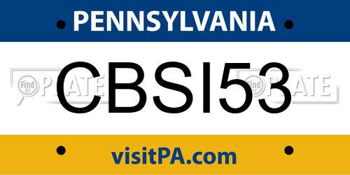 CBSI53 Pennsylvania License Plate
