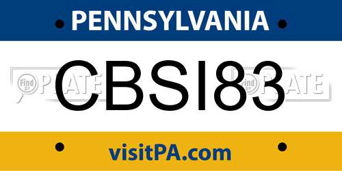 CBSI83 Pennsylvania License Plate