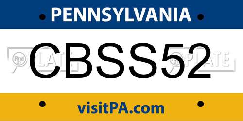 CBSS52 Pennsylvania License Plate