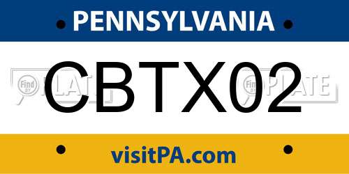 CBTX02 Pennsylvania License Plate