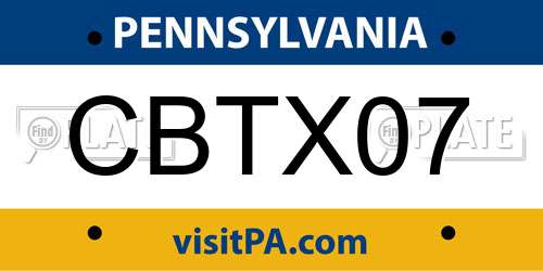 CBTX07 Pennsylvania License Plate