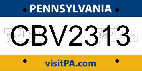 CBV2313 Pennsylvania License Plate