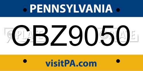 CBZ9050 Pennsylvania License Plate