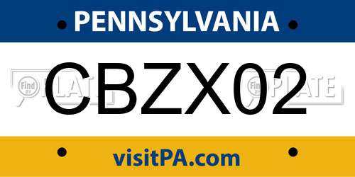 CBZX02 Pennsylvania License Plate