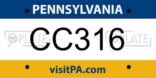 CC316 Pennsylvania License Plate