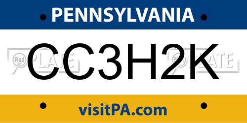 CC3H2K Pennsylvania License Plate