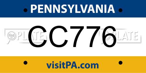 CC776 Pennsylvania License Plate