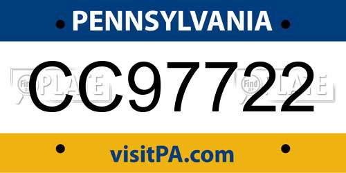 CC97722 Pennsylvania License Plate
