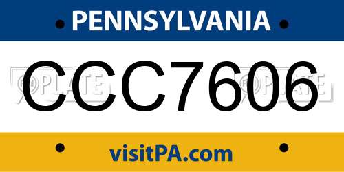 CCC7606 Pennsylvania License Plate