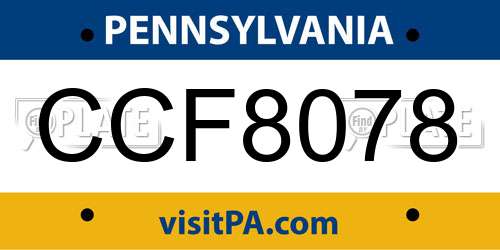 CCF8078 Pennsylvania License Plate