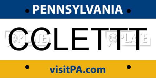 CCLETTT Pennsylvania License Plate