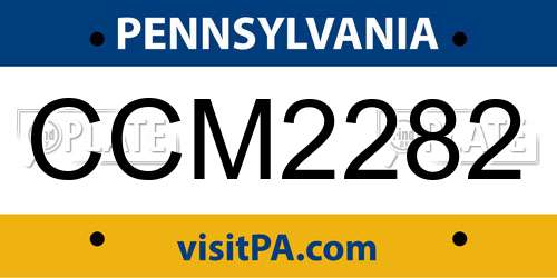 CCM2282 Pennsylvania License Plate
