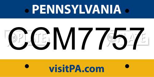 CCM7757 Pennsylvania License Plate